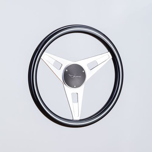 Штурвал для моторного катера из алюминия - SW0043 pol/mah-blk - Volantec OOD - из красного дерева / ход / с тремя спицами