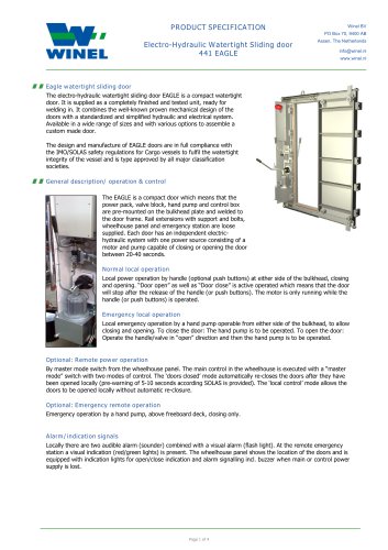 Electro-Hydraulic Watertight Sliding door 441 EAGLE