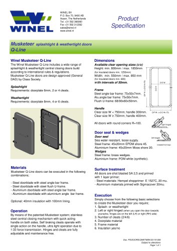 Musketeer splashtight & weathertight doors Q-Line