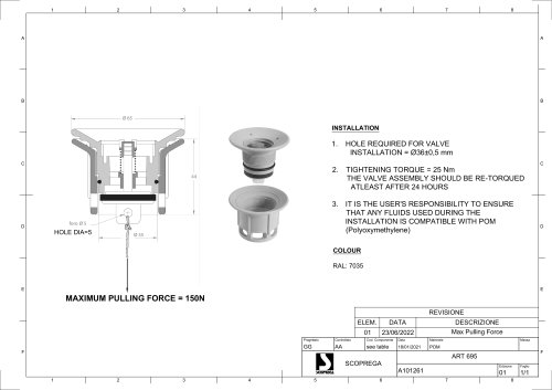Art. 695 - valvola sollevamento pallone