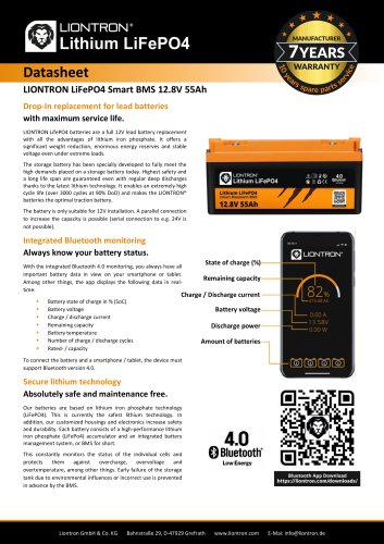 LIONTRON LiFePO4 Smart BMS 12.8V 55Ah