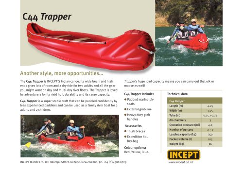 INCEPT C44 Trapper Inflatable Canoe 2+2pers.