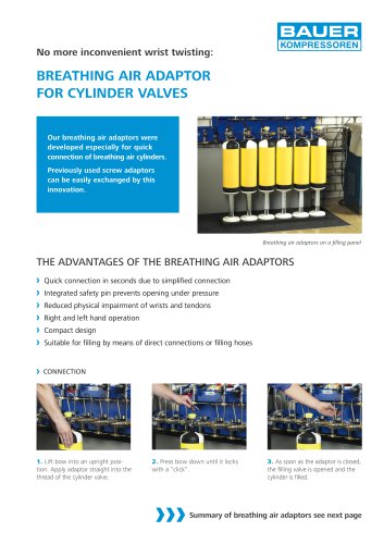 Breathing Air Adaptor for Cylinder Valves, Accessory Overview