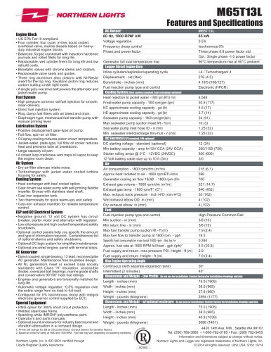 M65T13 Specification Sheet