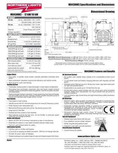 M843NW3 - 12/10 kW Northern Lights marine generator