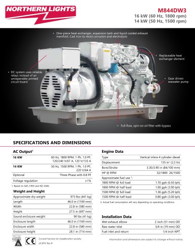 M844DW3 Specification Sheet