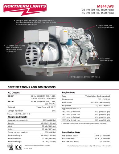 M844LW3 Specification Sheet