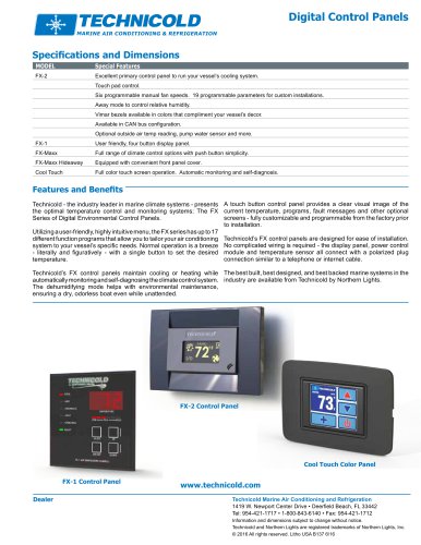 Technicold Digital Control Panels Specification Sheet