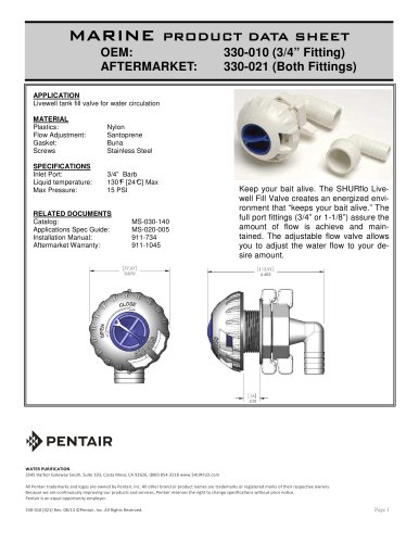 Fill Valve 3/4" 330-010/021