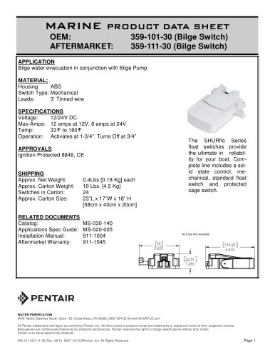 pds-Standard Automatic Float Switch 359-101-30