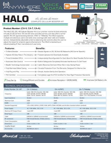 CA-V, CA-T, CA-A AnyWhere HALO 2G, 3G, 4G Cellular Amplifier