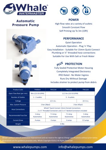 NEW Whale Watermaster Automatic Pressure Pump