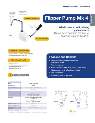 Whale Flipper Galley Pump (hand operated)