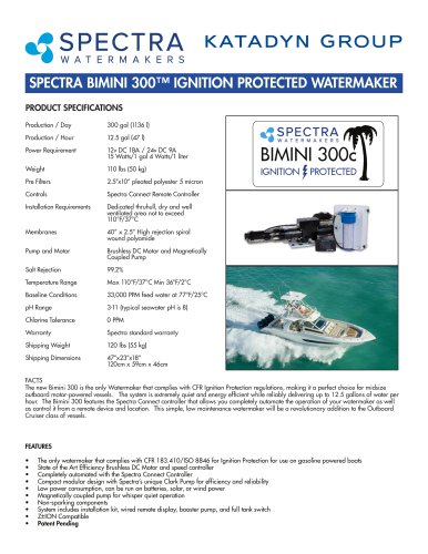 SPECTRA BIMINI 300™ IGNITION PROTECTED WATERMAKER