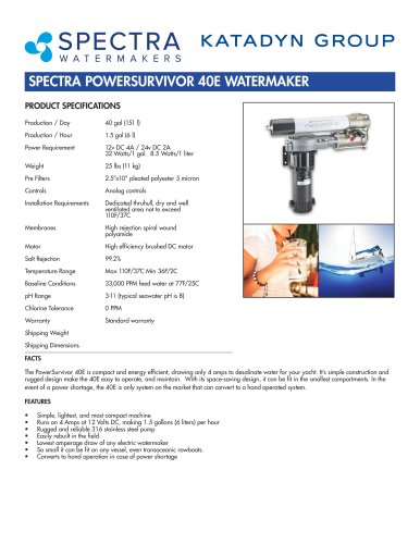 SPECTRA POWERSURVIVOR 40E WATERMAKER