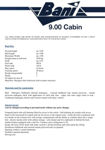 BANI 9.00 CABIN