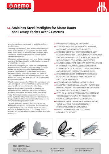 Stainless Steel Portlights for Motor Boats and Luxury Yachts over 24 metres