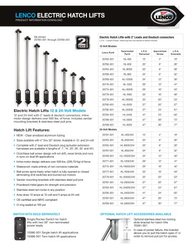 LENCO ELECTRIC HATCH LIFTS