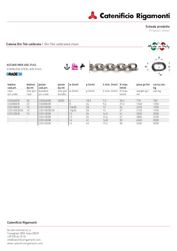 S/S 316L Windlass Chain G50