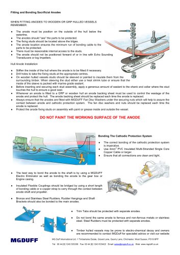 Anode Fitting Instructions for Wooden & GRP Hulled Vessels