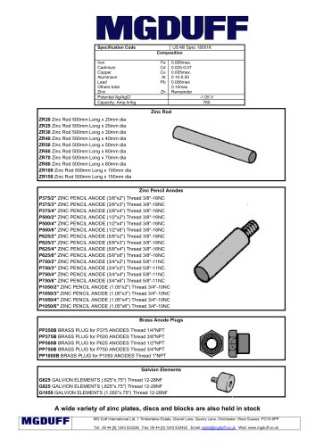 Zinc Rods, Pencils & Elements