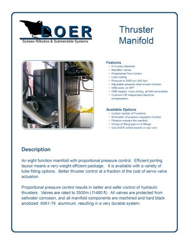 Hydraulic Thruster Manifold