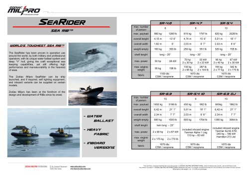 the SeaRider range brochure