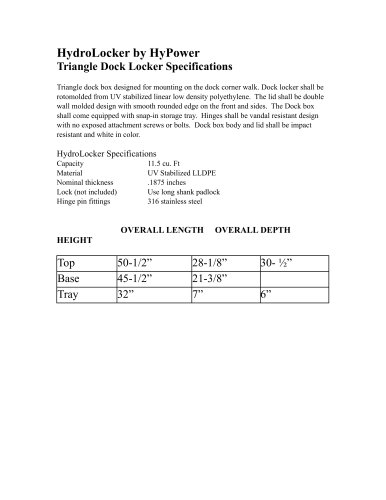 HydroLocker SpecSheet