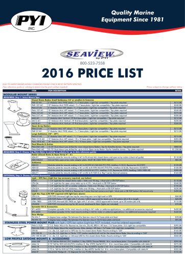 2016 Seaview Price List