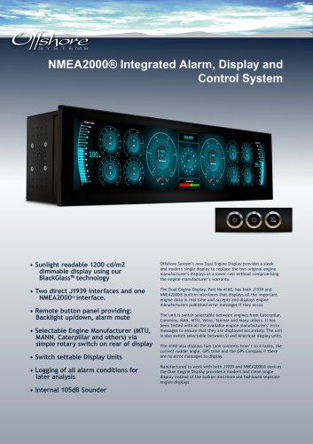 NMEA2000® Integrated Alarm, Display and Control System