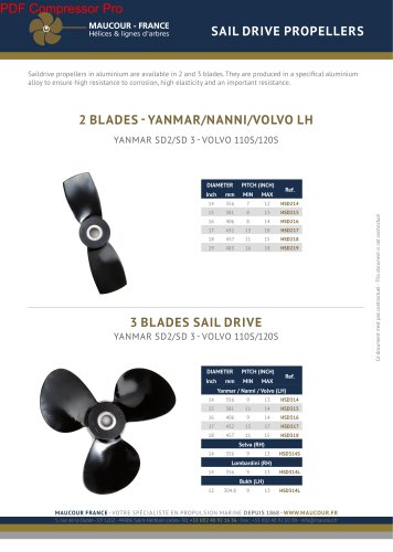 2 BLADES - YANMAR/NANNI/VOLVO LH