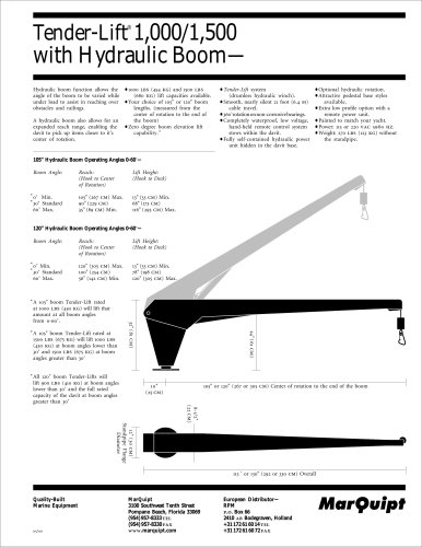 Specification Tender-Lift 1,000/1,500 with Hydraulic Rotation