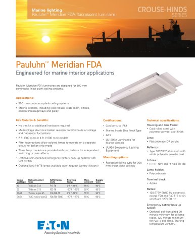 Pauluhn™ Meridian FDA fluorescent luminaire