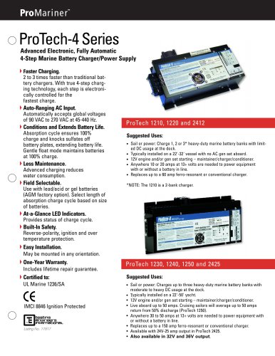 ProTech-4 Series Advance 4-step Battery Charger/Power Supply