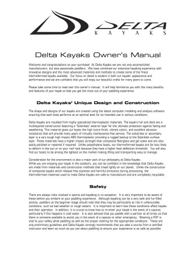 Delta Kayaks Owner’s Manual