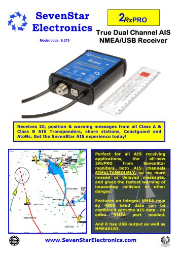 2RxPRO Low cost Dual Channel AIS Receiver with NMEA mux/USB