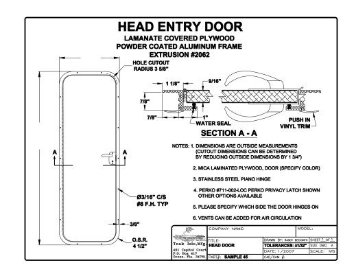 Head Door with Lamanate Covered Plywood and Powdercoated Aluminum Frame