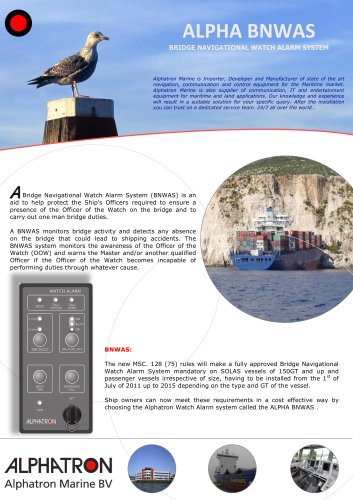 BNWAS (Bridge Navigational Watch Alarm Systems) AlphaBNWAS