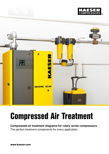 Compressed air treatment diagram for rotary screw compressors