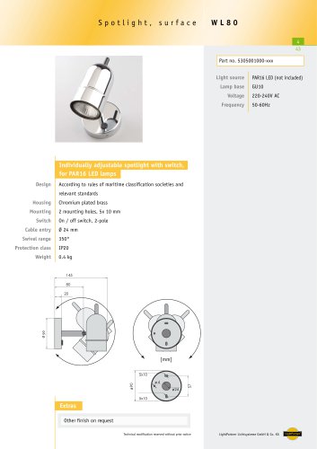 WL80 Adjustable Spotlight, surface