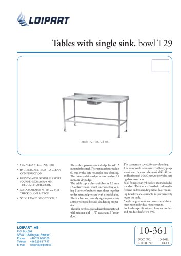 S/S Single Sink Unit T-29