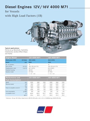 MTU Diesel Engines 12V/16V 4000 M71 for Vessels with High Load Factors (1B)