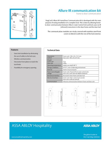 VingCard Allure IR Communication Kit Technical Sheet