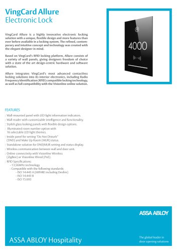 VingCard Allure Product Sheet