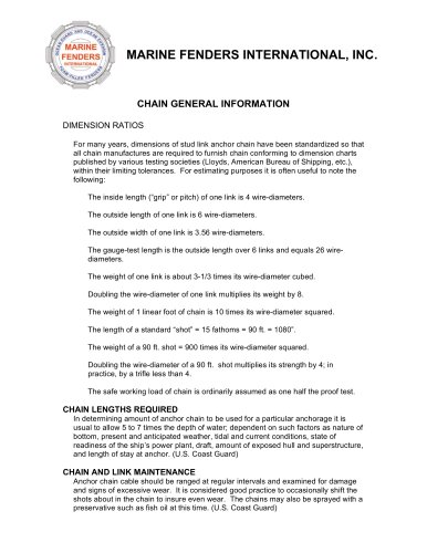 CHAIN GENERAL INFORMATION