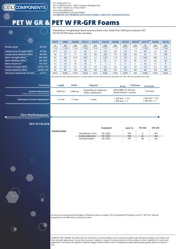 PET W GR & PET W FR-GFR Foams