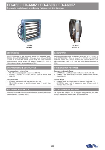 APPROVED FIRE DAMPERS FD-A60 &bull; FD-A60Z &bull; FD-A60C &bull; FD-A60CZ
