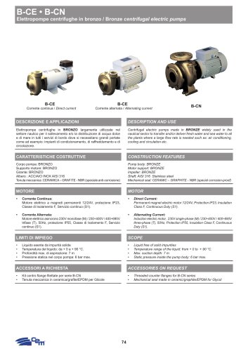 BRONZE CENTRIFUGAL ELECTRIC PUMP B-CE &bull; B-CN