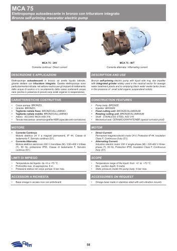 BRONZE SELF-PRIMING MACERATOR ELECTRIC PUMP MCA 75