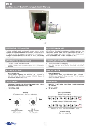 CENTRIFUGAL ELECTRIC BLOWERS BLR